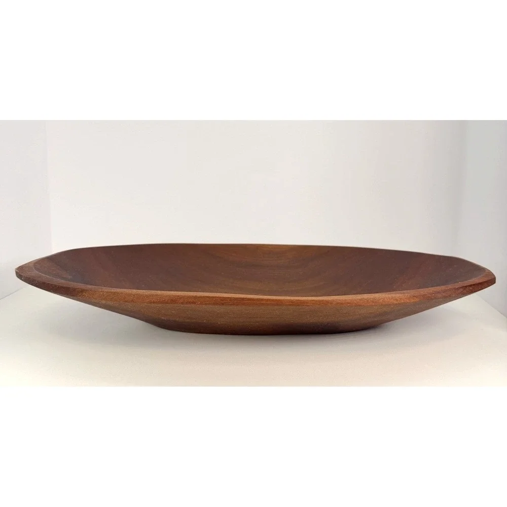 Hand Carved Teak Wood Decorative Bowl Fruit Bowl, Trinket Bowl Minimalist